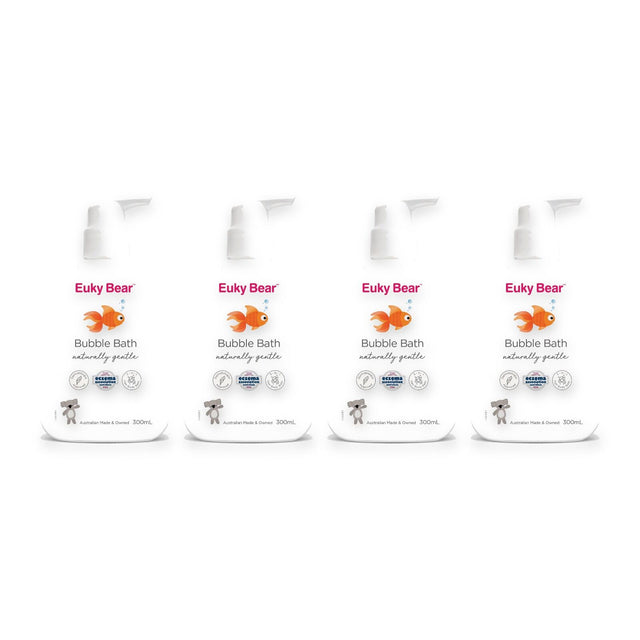 4x Euky Bear Bubble Bath 3-in-1 Hair Body Bath Kids Sensitive Skin 300ml