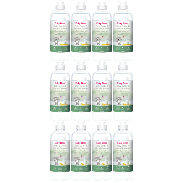 12x Euky Bear 500mL Baby Bottle & Utensil Cleanser Bulk Pack - Plant-Based Enzyme (Fragrance Free)