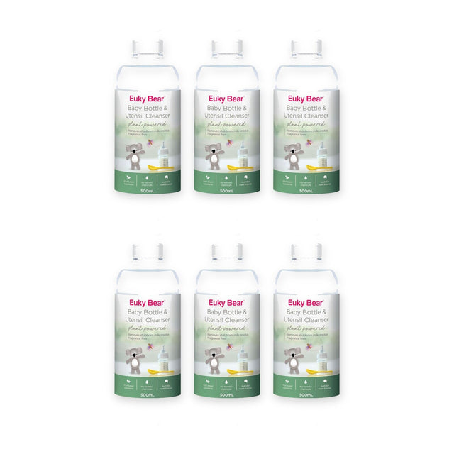 6x Euky Bear Baby Bottle & Utensil Cleaner Plant-Based Enzyme 500mL
