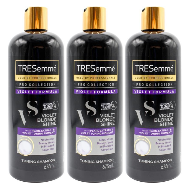 3x TRESemmé 675ml Violet Blonde Shine Toning Shampoo (Pack)