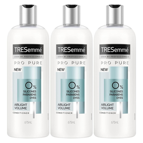 3x TRESemmé Professional 675ml Pro Pure Airlight Volume Conditioner (Pack)