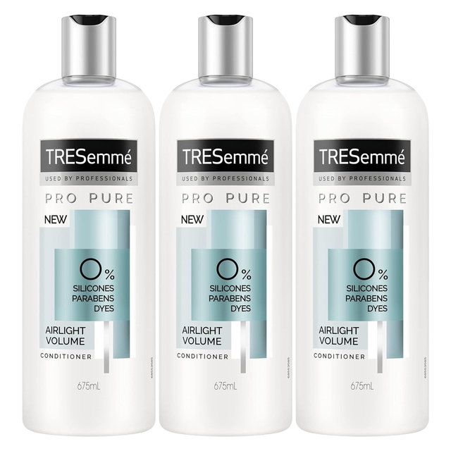 3x TRESemmé Professional 675ml Pro Pure Airlight Volume Conditioner (Pack)