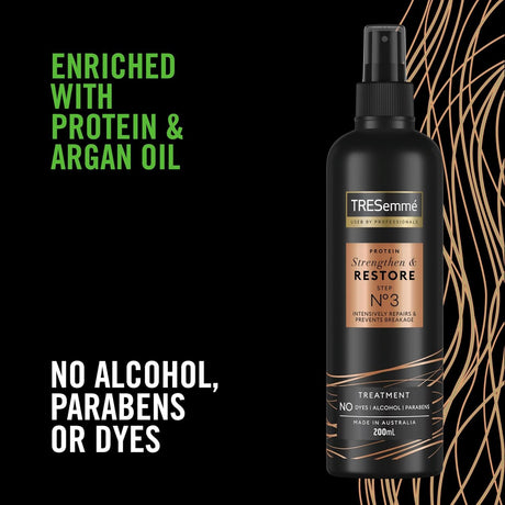 TRESemme Strengthen & Restore Treatment Spray Step 3 200mL Protein Argan Oil No Dyes Alcohol Parabens