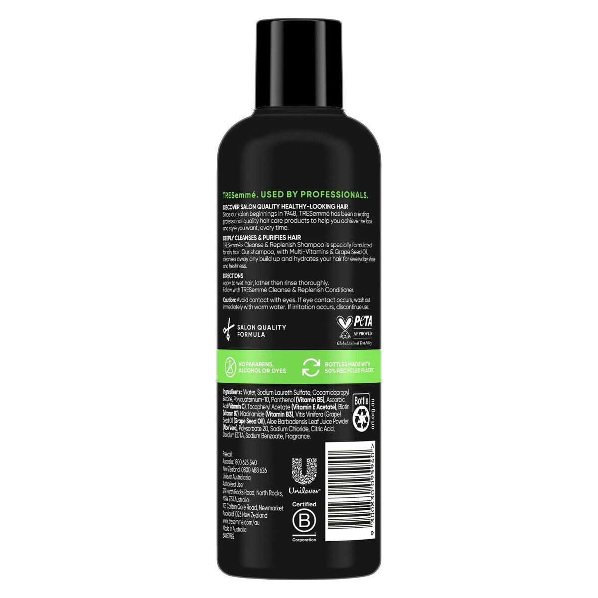 3x TRESemmé Cleanse & Replenish Shampoo Multivitamins Grape Seed Oil 350ml