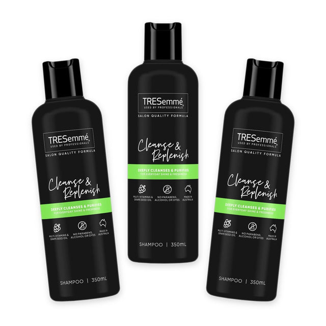 3x TRESemmé Cleanse & Replenish Shampoo Multivitamins Grape Seed Oil 350ml