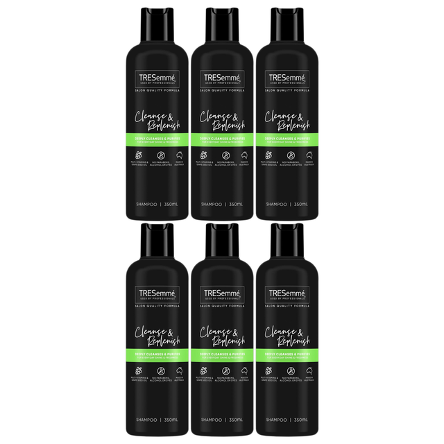 6x TRESemmé 350ml Cleanse & Replenish Shampoo Bulk Pack - Multivitamins & Grape Seed Oil
