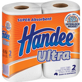 6x Handee Ultra Paper Towels 2-Pack Bulk - White (12 Rolls Total)