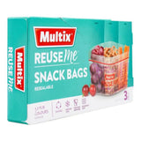 3pk Multix Reuse Me Resealable Snack Bags -  BPA Free & Microwave Safe - 16.5x8.5cm