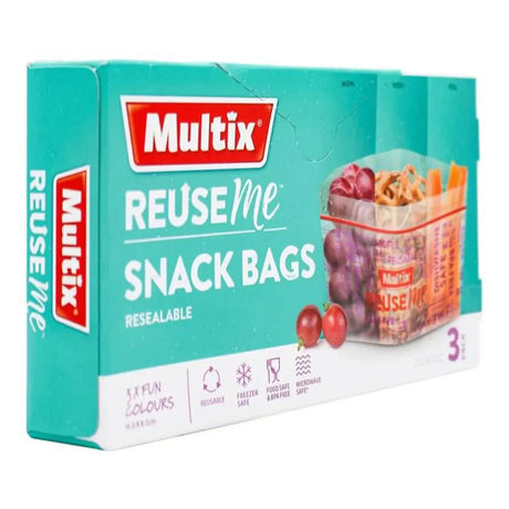 3pk Multix Reuse Me Resealable Snack Bags -  BPA Free & Microwave Safe - 16.5x8.5cm