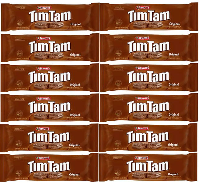 Arnott's Tim Tam Original Chocolate Biscuits 200g - 12 Packets Bulk (Fresh Australian Batch)
