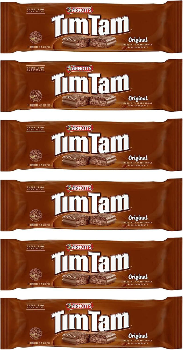 Arnott's Tim Tam Original Chocolate Biscuits 200g - 6 Packets Bulk (Fresh Australian Batch)
