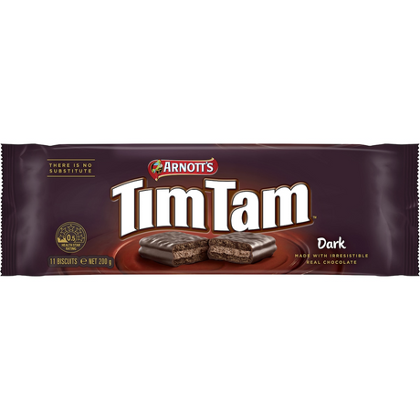 12x Arnott's Tim Tam Dark Chocolate Biscuits 200g - 1 Packet (Fresh Australian Batch)