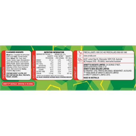 6x Arnott's Shapes Barbecue Cracker Biscuits 175g Bulk Pack - Product of Australia (Fresh Batch)