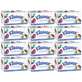 12x Kleenex Soft & Thick 3-Ply Facial Tissues Bulk Pack - 95 Sheet Pack