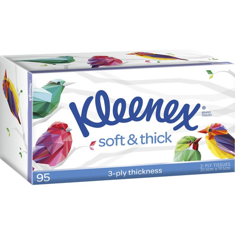 3x Kleenex Soft & Thick 3-Ply Facial Tissues (3 Packs of 95 Sheets)