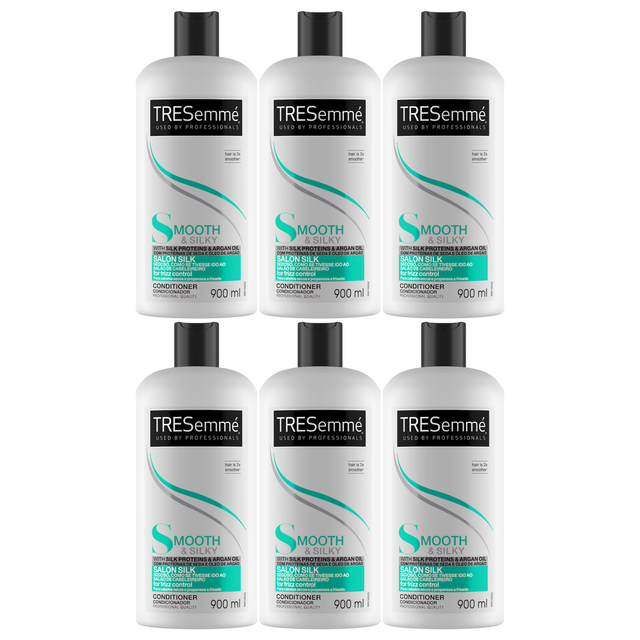 6x TRESemmé 900ml Silky Smooth Salon Silk Conditioner (Bulk Pack)