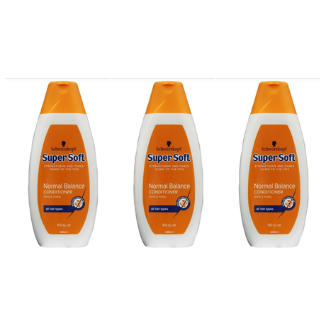 3x Schwarzkopf 400ml Super Soft Conditioner Normal Balance (Pack)