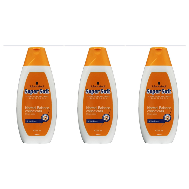 3x Schwarzkopf 400ml Super Soft Conditioner Normal Balance (Pack)