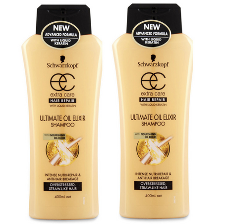 2x Schwarzkopf 400ml Extra Hair Care Shampoo Ultimate Oil Elixir