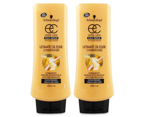2x 400ml Schwarzkopf Ultimate Oil Elixir Conditioner Hair Repair with Keratin