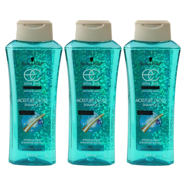 3x Schwarzkopf 400mL Extra Care Shampoo Moisture Gloss (Pack)