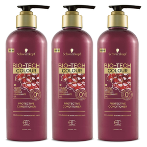 3x Schwarzkopf 500ml Bio-Tech Conditioner + Colour Locking Minerals Pack - Pomegranate Oil