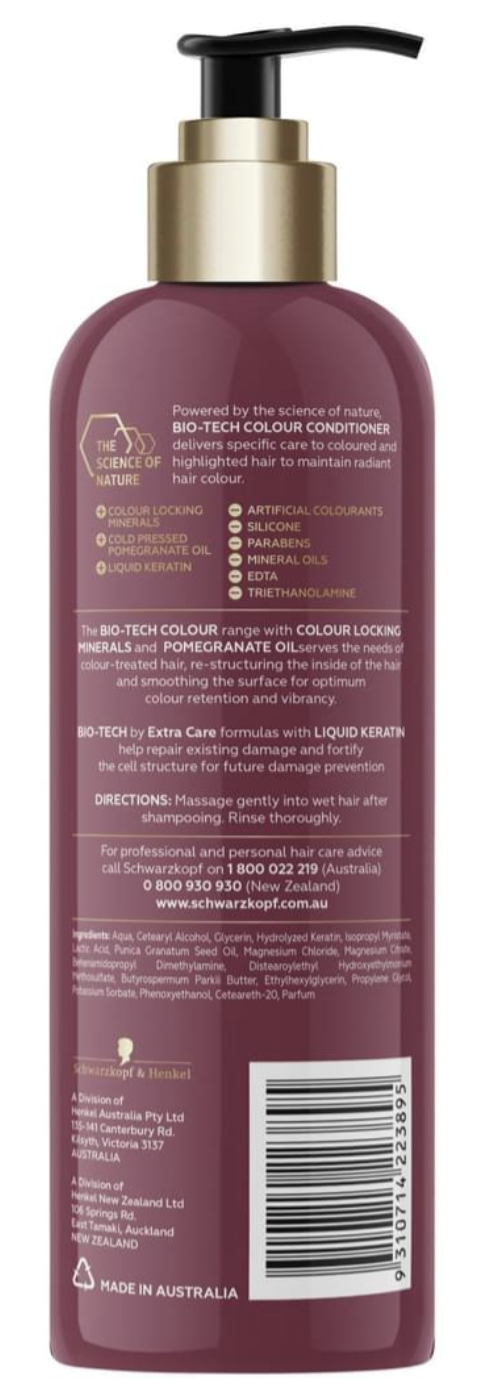 Schwarzkopf 500ml Bio-Tech Conditioner + Colour Locking Minerals - Pomegranate Oil