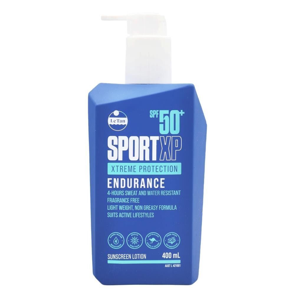 3x Le Tan Sport XP Xtreme Protection Endurance Sunscreen Lotion SPF50+ 400mL