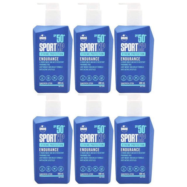 6x 400mL Le Tan Sport XP SPF50+ Sunscreen Lotion Bulk Pack - Xtreme Protection Endurance