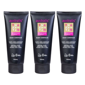 3x Australis 100ml AC On Tour Body Tan Contour Cream Bulk Pack (Wash-Off Lotion)