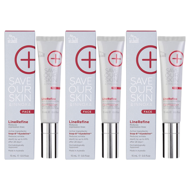 3x Innoxa 15ml Save Our Skin Face Line Refine Pack - Reduces Wrinkles & Expression Lines
