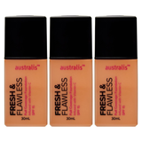 3x Australis Fresh & Flawless Full Coverage Foundation SPF15 - Sunkissed (Bulk Pack)