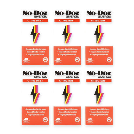 6x No Doz Effervescent Tablets Energy Citrus Twist 40 Pack (2 x 20 Pack)