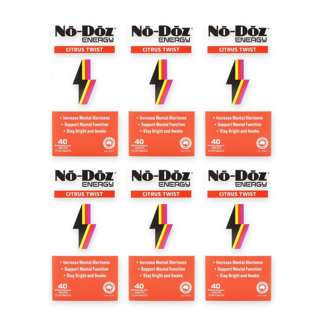 6x No Doz Effervescent Tablets Energy Citrus Twist 40 Pack (2 x 20 Pack)