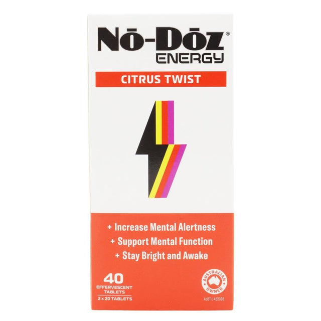 No Doz Effervescent Tablets Energy Citrus Twist 40 Pack (2 x 20 Pack)