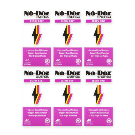 6x No Doz Effervescent Tablets Energy Berry Bolt 40 Pack (2x20pk)