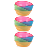 3x Nuby Value Feeding Bowls 4 Pack Pack - Multicolour (6 Months+)