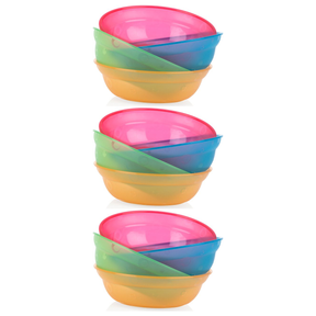 3x Nuby Value Feeding Bowls 4 Pack Pack - Multicolour (6 Months+)