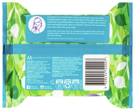 Swisspers Eco Biodegradable Facial Wipes - Micellar & Coconut Water  - 25 Pack