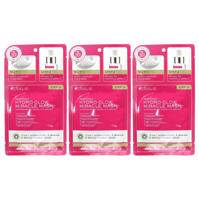 3x Model Co 3-in-1 Hydrating, Firming & Brightening Mask 25ml (Pack)