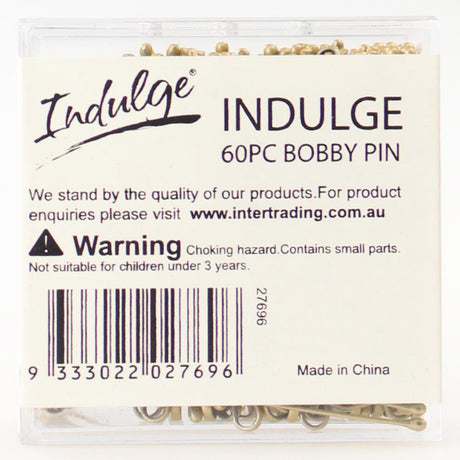 60x Indulge Hair Bobby Pin Assorted Colours In Display Box