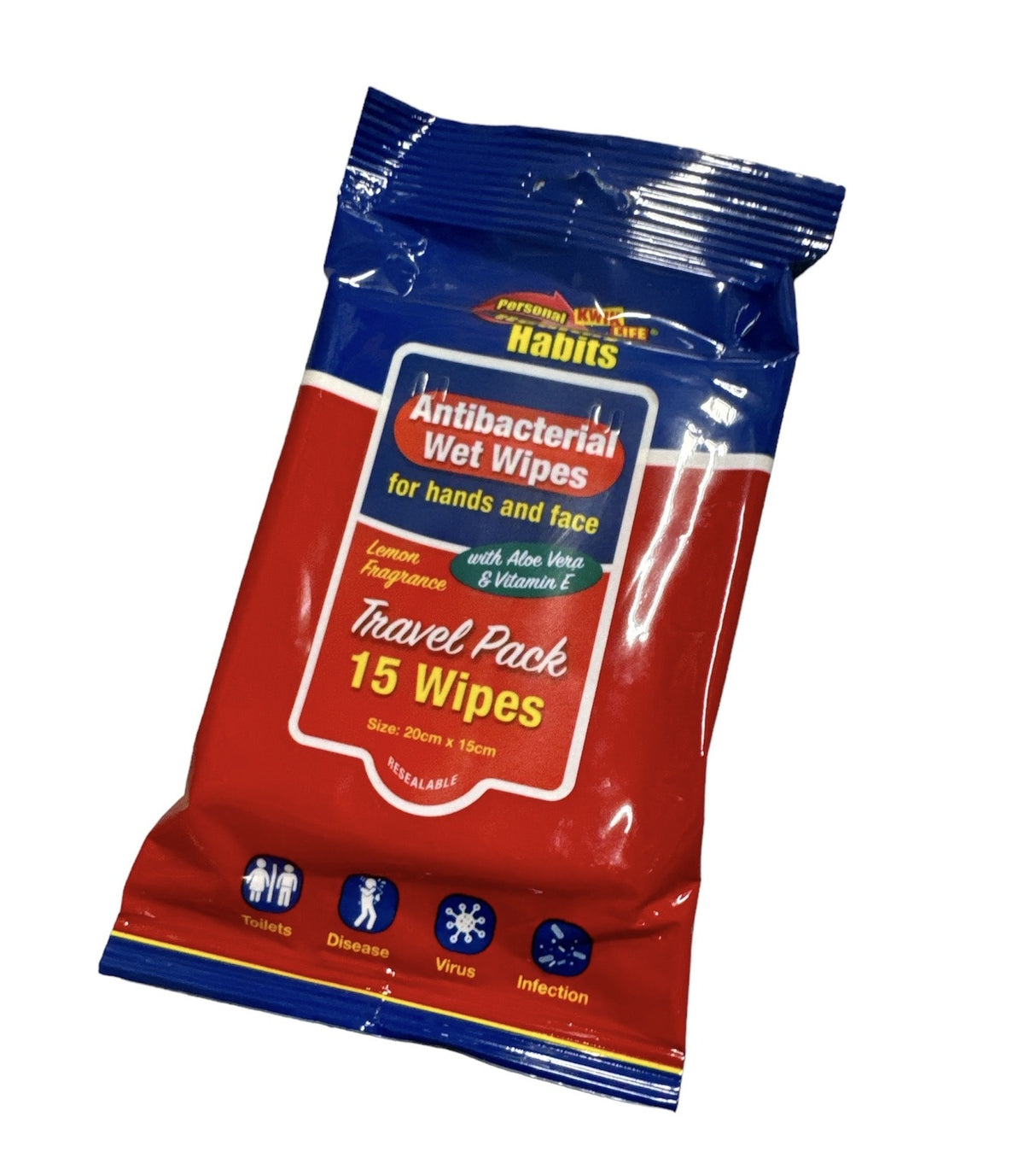 KWIK LIFE Healthy Habits 15-Pack Anti-Bacterial Wipes