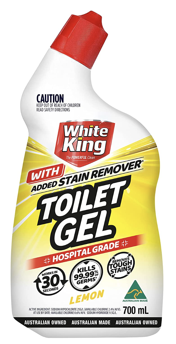White King Toilet Gel with Stain Remover Hospital Grade 700ml - Lemon