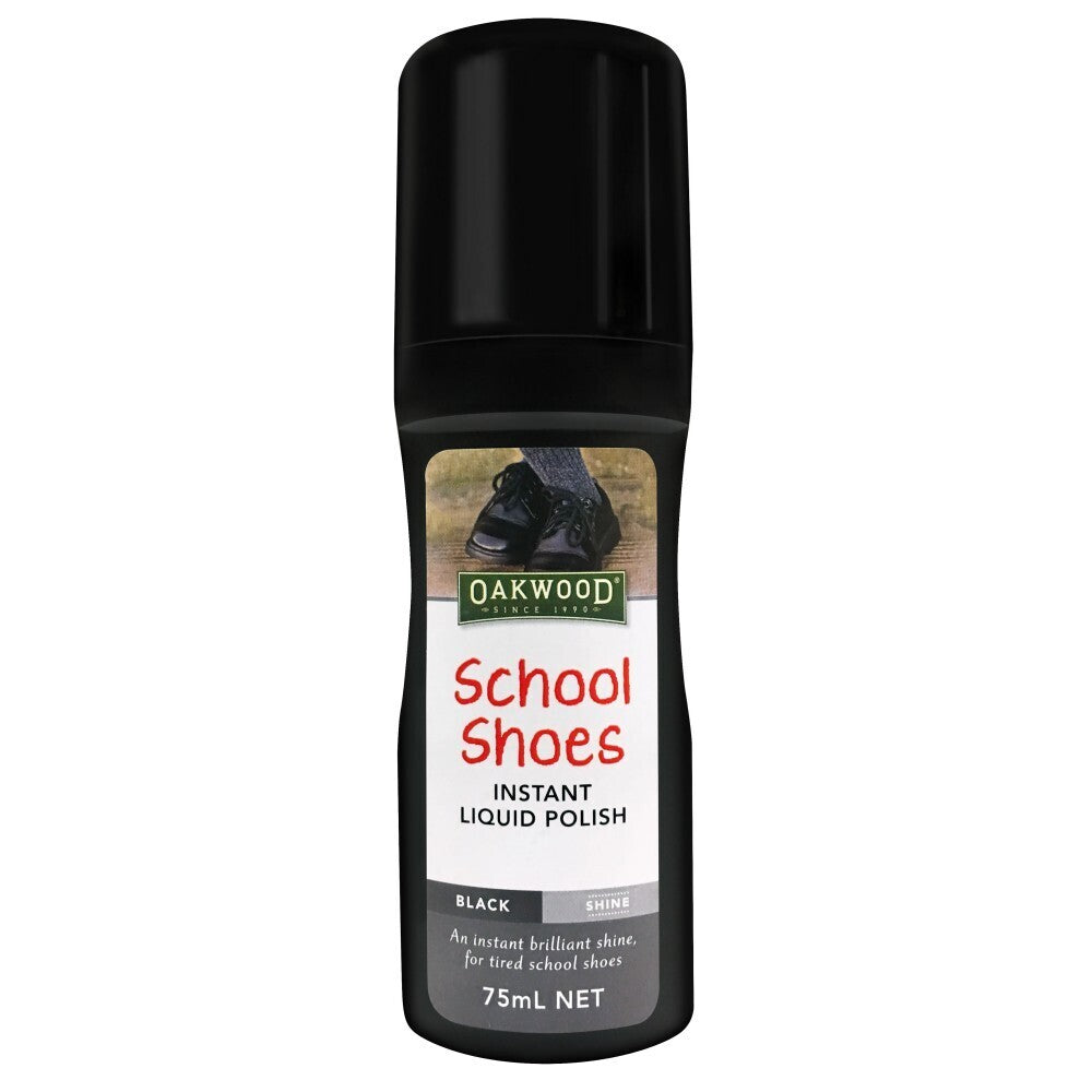 6x 75ml Oakwood School Shoes Instant Liquid Polish Bulk Pack -  Black Shine