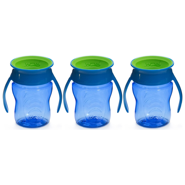 3x Wow Cup 360° Drinking Cup with Handles 207ml Pack - Kids & Baby 9m+ Assorted