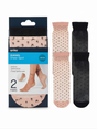 anko 2-Pairs "Sheer Spot" Anklets Socks in Black/Natural/Pink (One Size)