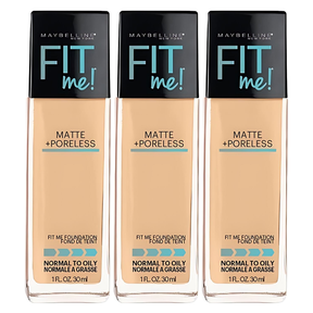 3x Maybelline 30ml Fit Me Matte + Poreless Foundation Pack - 130 Buff Beige
