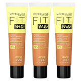 3x Maybelline Fit Me Tinted Moisturiser Natural Coverage Face Makeup Pack - 330