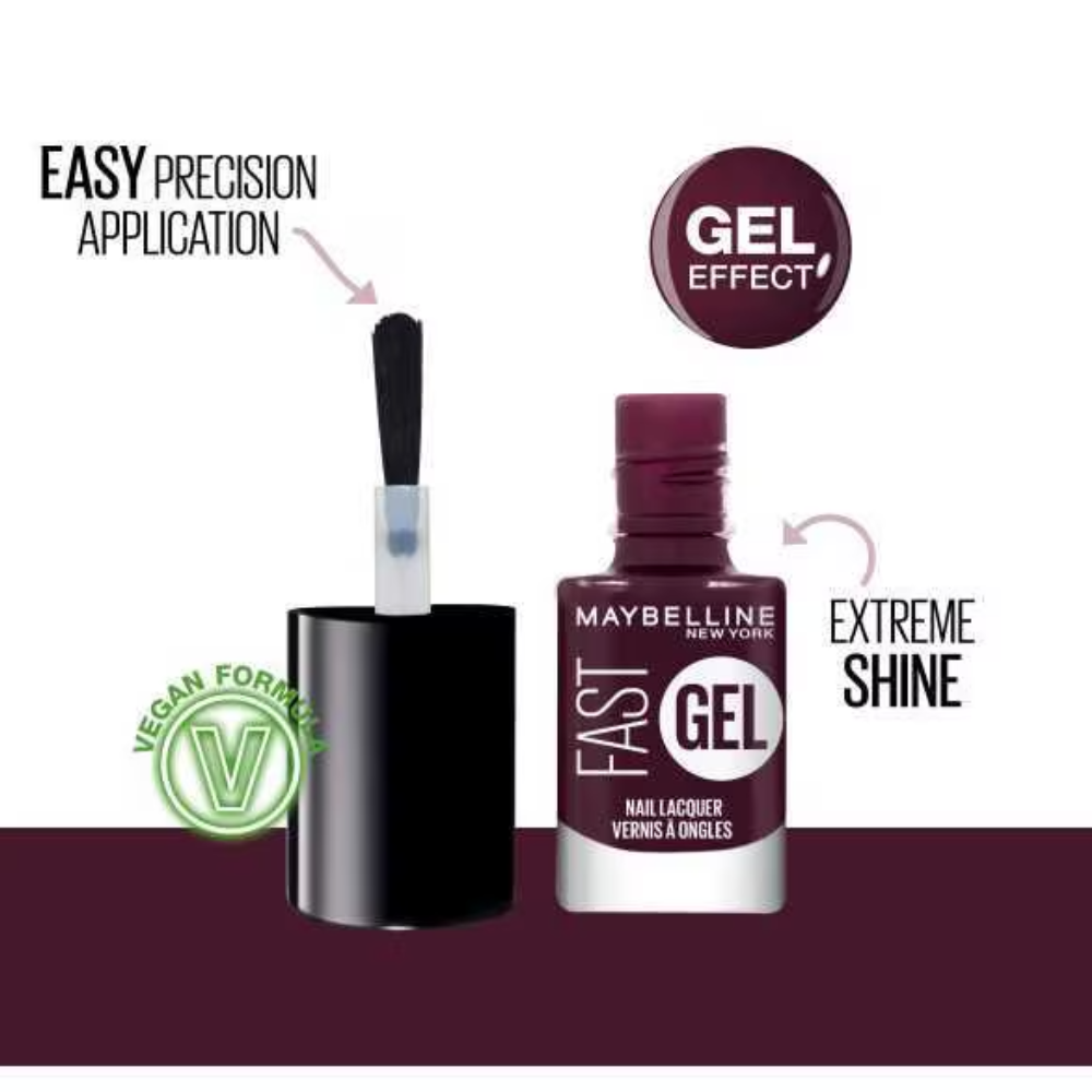 2x Maybelline Fast Gel Quick Drying Longwear Nail Lacquer 6.7ml  - 13 Possessed Plum
