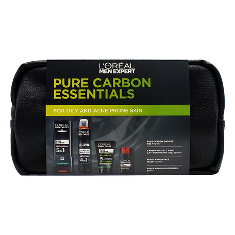 L’Oréal Men Expert Pure Carbon Essentials Gift Pack 4pc Set Shower Gel Face Wash Deodorant Moisturiser